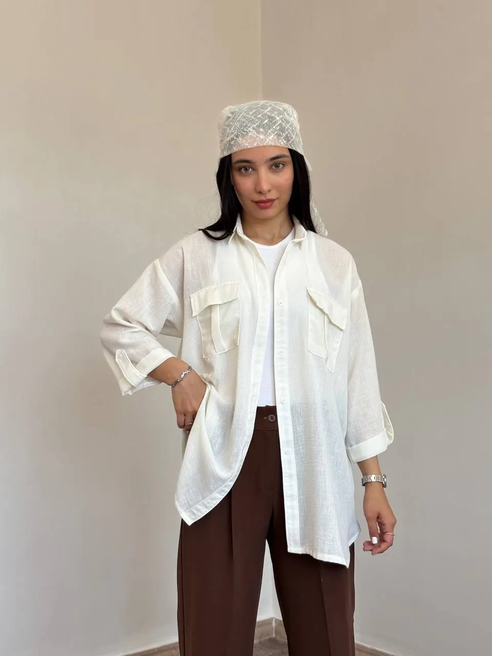 شومیز لینن زارا بدون چروک پذیری